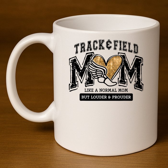 Loud Proud Track Mom Runner Track And Field Mama 11oz C Handle Ceramic Mug