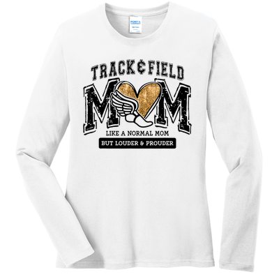 Loud Proud Track Mom Runner Track And Field Mama Ladies Long Sleeve Shirt