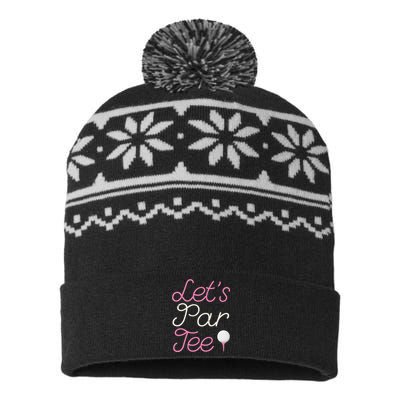 Lets Par Tee Funny Party Golf USA-Made Snowflake Beanie