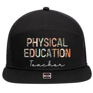 Leopard Pe Teacher Back to School Physical Education Teacher 7 Panel Mesh Trucker Snapback Hat