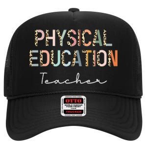 Leopard Pe Teacher Back to School Physical Education Teacher High Crown Mesh Back Trucker Hat