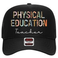 Leopard Pe Teacher Back to School Physical Education Teacher High Crown Mesh Back Trucker Hat