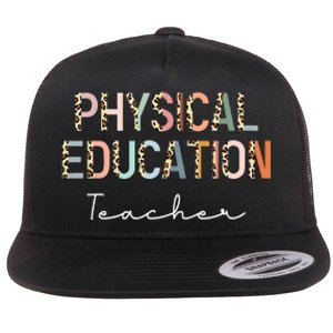 Leopard Pe Teacher Back to School Physical Education Teacher Flat Bill Trucker Hat