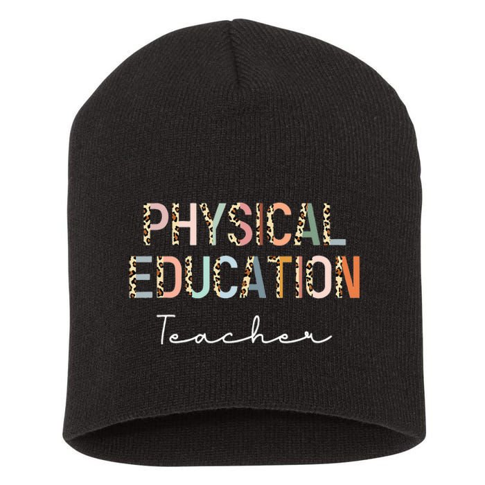 Leopard Pe Teacher Back to School Physical Education Teacher Short Acrylic Beanie