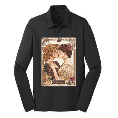 Lesbian Pride Tarot Card And They Were Roommates Silk Touch Performance Long Sleeve Polo