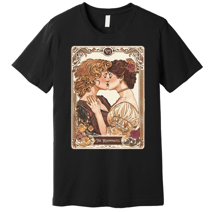 Lesbian Pride Tarot Card And They Were Roommates Premium T-Shirt