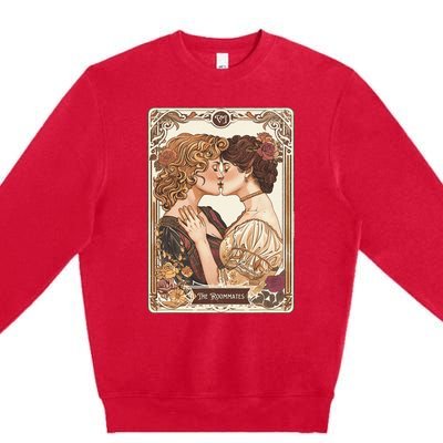 Lesbian Pride Tarot Card And They Were Roommates Premium Crewneck Sweatshirt