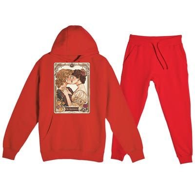 Lesbian Pride Tarot Card And They Were Roommates Premium Hooded Sweatsuit Set