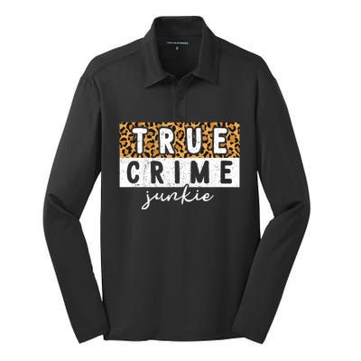 Leopard Print True Crime Podcast Junkie Lover Cute Gift Silk Touch Performance Long Sleeve Polo