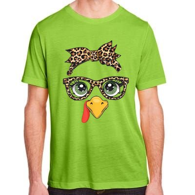 Leopard Print Thanksgiving Turkey Face Glasses Women Girl Adult ChromaSoft Performance T-Shirt