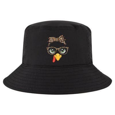Leopard Print Thanksgiving Turkey Face Glasses Women Girl Cool Comfort Performance Bucket Hat