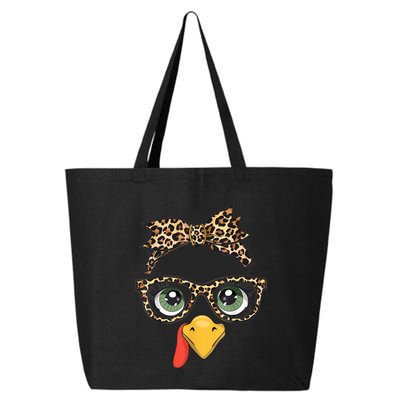 Leopard Print Thanksgiving Turkey Face Glasses Women Girl 25L Jumbo Tote