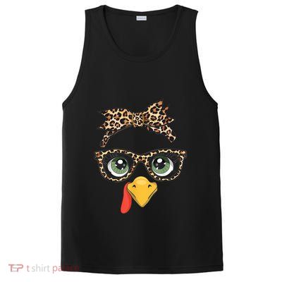 Leopard Print Thanksgiving Turkey Face Glasses Women Girl PosiCharge Competitor Tank