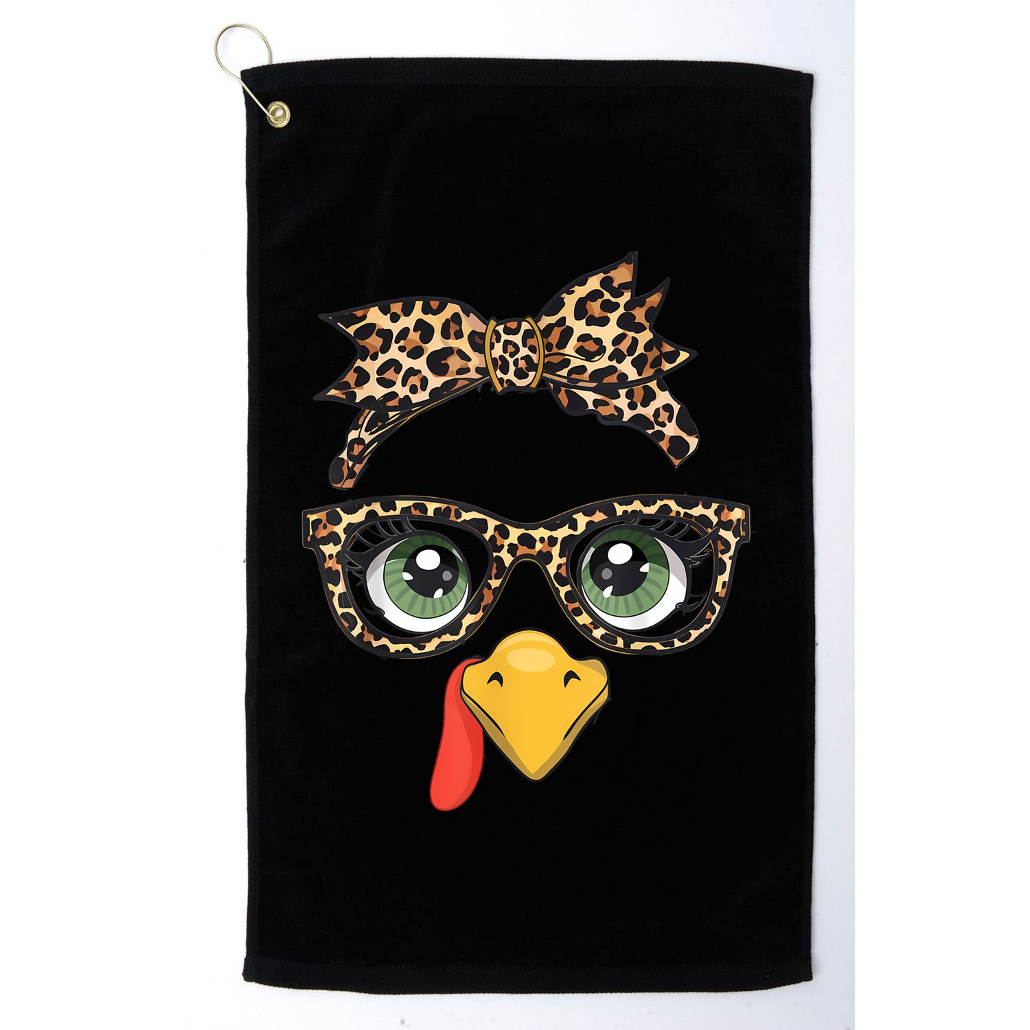 Leopard Print Thanksgiving Turkey Face Glasses Women Girl Golf Towel