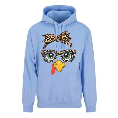 Leopard Print Thanksgiving Turkey Face Glasses Women Girl Unisex Surf Hoodie