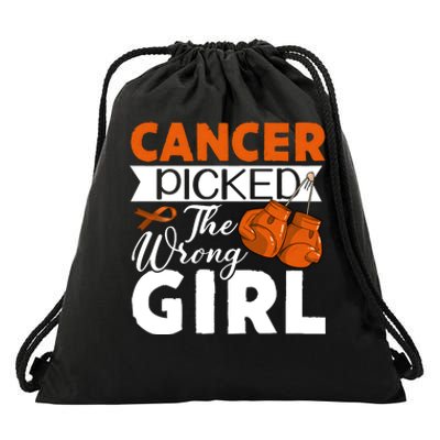 Leukemia Picked The Wrong Girl Drawstring Bag