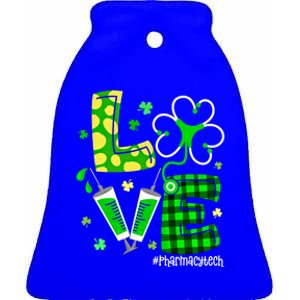 Love Pharmacy Tech Life Lucky Tech St Patricks Day Shamrock Funny Gift Ceramic Bell Ornament