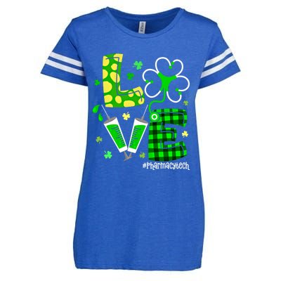 Love Pharmacy Tech Life Lucky Tech St Patricks Day Shamrock Funny Gift Enza Ladies Jersey Football T-Shirt