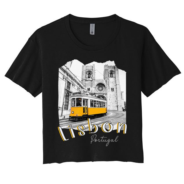Lisbon Portugal Tram Portuguese Souvenirs Lisboa Lisbon City Crop Top