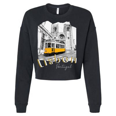 Lisbon Portugal Tram Portuguese Souvenirs Lisboa Lisbon City Cropped Pullover Crew