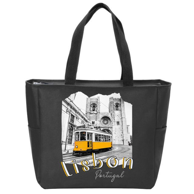 Lisbon Portugal Tram Portuguese Souvenirs Lisboa Lisbon City Zip Tote Bag