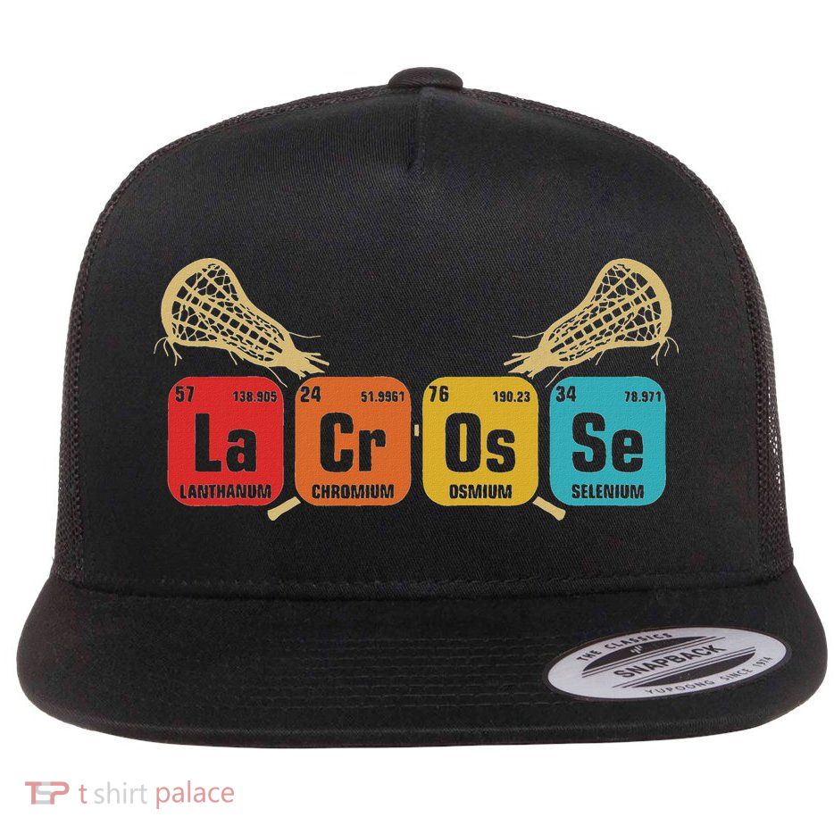 Lacrosse Periodic Table Of Elements Chemistry Sport Flat Bill Trucker Hat