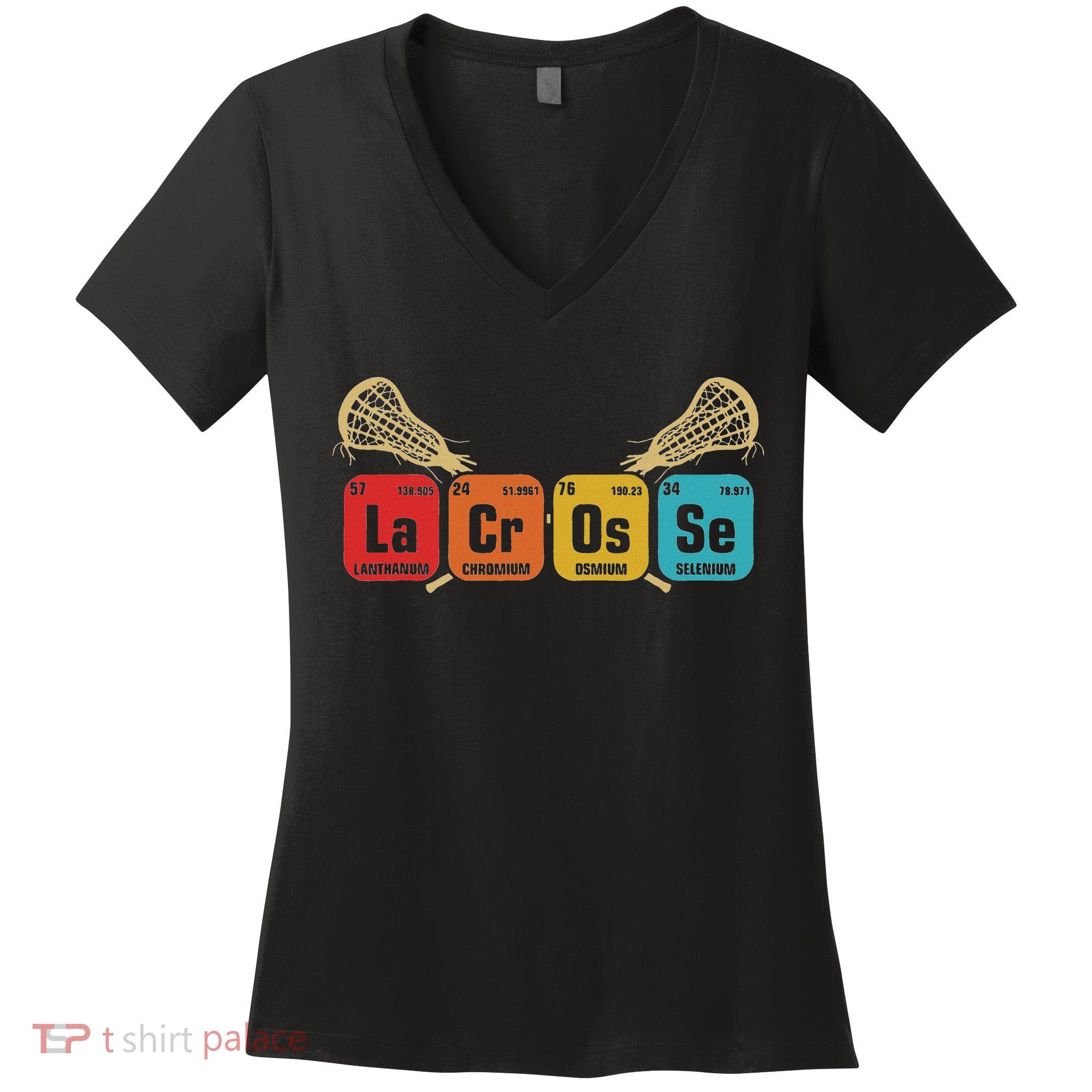 Lacrosse Periodic Table Of Elements Chemistry Sport Women's V-Neck T-Shirt