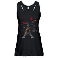 Love Paris Theme Travel France Flower Eiffel Tower Ladies Essential Flowy Tank