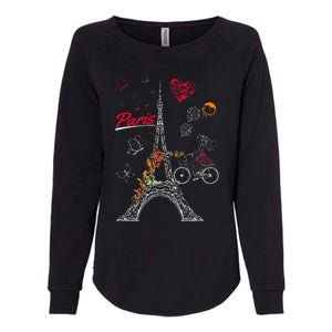 Love Paris Theme Travel France Flower Eiffel Tower Womens California Wash Sweatshirt