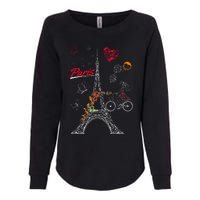 Love Paris Theme Travel France Flower Eiffel Tower Womens California Wash Sweatshirt