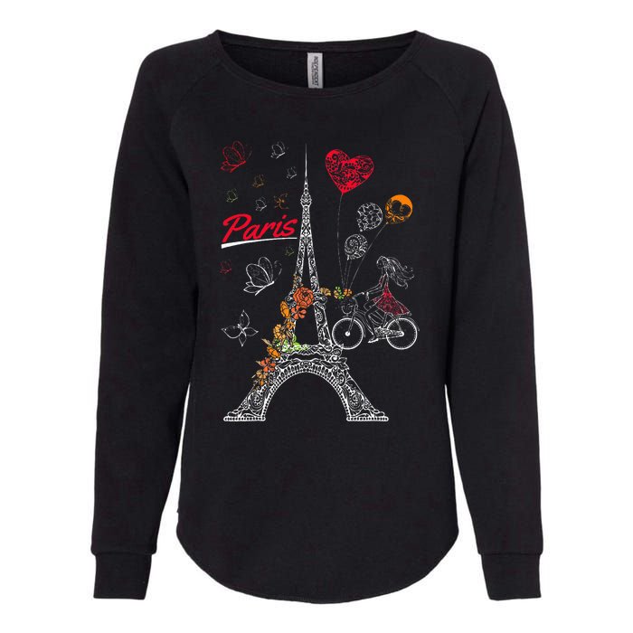 Love Paris Theme Travel France Flower Eiffel Tower Womens California Wash Sweatshirt