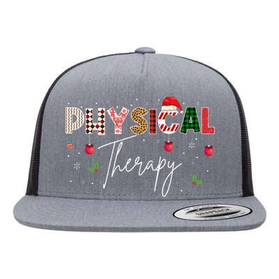 Leopard Physical Therapy Christmas Lights Red Plaid Flat Bill Trucker Hat