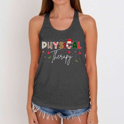 Leopard Physical Therapy Christmas Lights Red Plaid Women's Knotted Racerback Tank