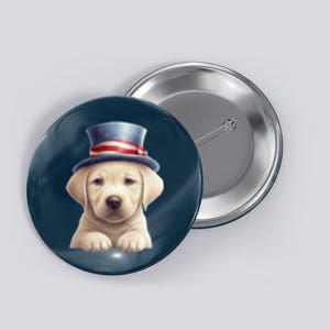 Labrador Puppy USA Flag American Dogs Patriotic 4th Of July Button