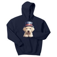 Labrador Puppy USA Flag American Dogs Patriotic 4th Of July Kids Hoodie