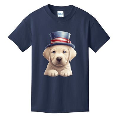 Labrador Puppy USA Flag American Dogs Patriotic 4th Of July Kids T-Shirt