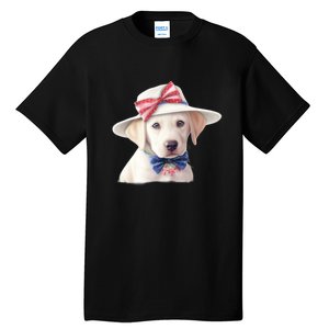 Labrador Puppy USA Flag American Dogs Patriotic 4th Of July Tall T-Shirt