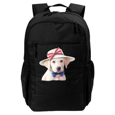 Labrador Puppy USA Flag American Dogs Patriotic 4th Of July Daily Commute Backpack