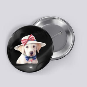 Labrador Puppy USA Flag American Dogs Patriotic 4th Of July Button