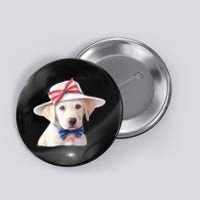 Labrador Puppy USA Flag American Dogs Patriotic 4th Of July Button