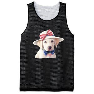 Labrador Puppy USA Flag American Dogs Patriotic 4th Of July Mesh Reversible Basketball Jersey Tank