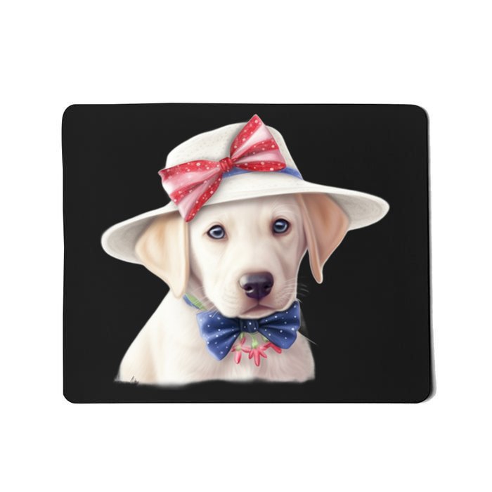 Labrador Puppy USA Flag American Dogs Patriotic 4th Of July Mousepad