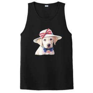 Labrador Puppy USA Flag American Dogs Patriotic 4th Of July PosiCharge Competitor Tank