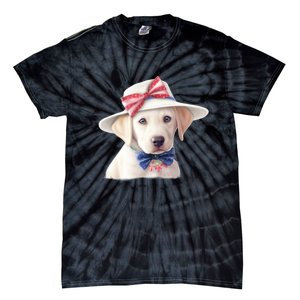 Labrador Puppy USA Flag American Dogs Patriotic 4th Of July Tie-Dye T-Shirt