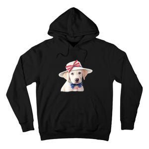 Labrador Puppy USA Flag American Dogs Patriotic 4th Of July Tall Hoodie