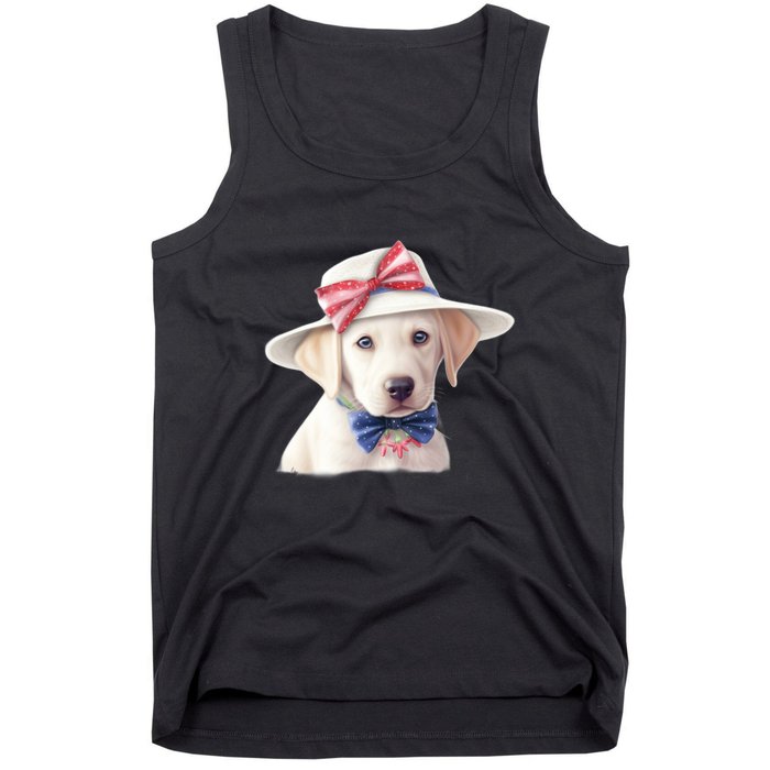 Labrador Puppy USA Flag American Dogs Patriotic 4th Of July Tank Top