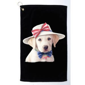 Labrador Puppy USA Flag American Dogs Patriotic 4th Of July Platinum Collection Golf Towel