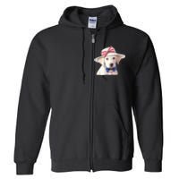 Labrador Puppy USA Flag American Dogs Patriotic 4th Of July Full Zip Hoodie