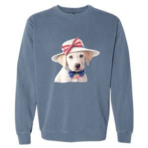 Labrador Puppy USA Flag American Dogs Patriotic 4th Of July Garment-Dyed Sweatshirt