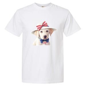 Labrador Puppy USA Flag American Dogs Patriotic 4th Of July Garment-Dyed Heavyweight T-Shirt